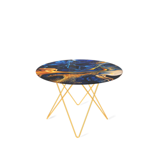 Круглый столик SHT-TU37 / SHT-TT32 60 стекло/МДФ (синий сапфир/золото) в Миассе