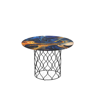 Круглый столик SHT-TU49 / SHT-TT32 60 стекло/МДФ (синий сапфир/черный муар) в Златоусте