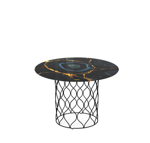 Круглый столик SHT-TU49 / SHT-TT32 60 стекло/МДФ (титановый кварц/черный муар) в Златоусте