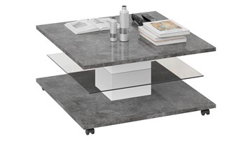 Журнальный квадратный стол Diamond тип 1 (Белый/Ателье темный глянец) в Миассе