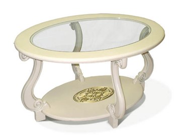 Стеклянный столик Мебелик Овация-С, слоновая кость в Миассе