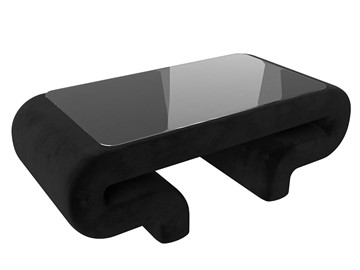 Стеклянный столик в гостиную Волна, черный (велюр) в Магнитогорске