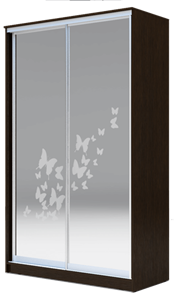 Шкаф 2-х дверный 2300х1682х420 два зеркала, "Бабочки" ХИТ 23-4-17-66-05 Венге Аруба в Челябинске - предосмотр