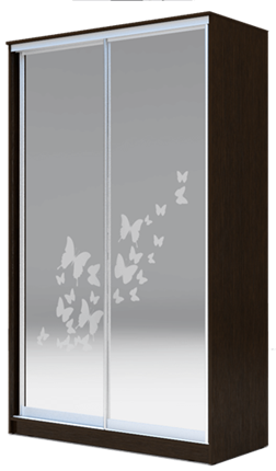 Шкаф 2-х дверный 2300х1682х420 два зеркала, "Бабочки" ХИТ 23-4-17-66-05 Венге Аруба в Челябинске - изображение