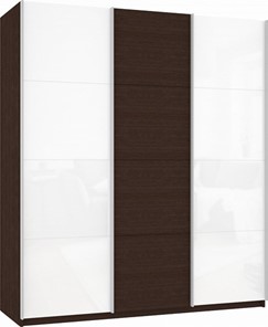 Шкаф-купе Прайм (Белое стекло/ДСП/Белое стекло) 2100x570x2300, венге в Магнитогорске