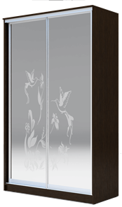 Шкаф двухдверный 2400х1682х620 два зеркала, "Колибри" ХИТ 24-17-66-03 Венге Аруба в Челябинске