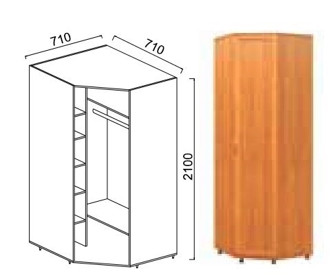 Угловой шкаф Александра-1, ПР-1, шимо светлый, МДФ с кожзамом в Миассе - изображение