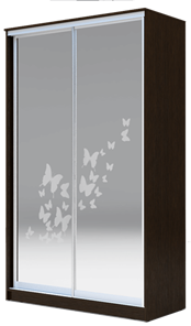 Шкаф 2-х дверный 2400х1200х420 два зеркала, "Бабочки" ХИТ 24-4-12-66-05 Венге Аруба в Челябинске