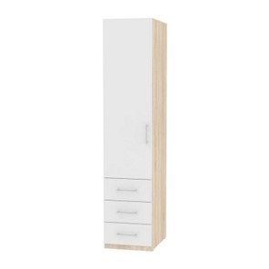 Шкаф одностворчатый Риал (H19) 198х45х45 ручка рейлинг, Белый/ДСС в Миассе