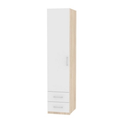 Распашной шкаф Риал (H20) 198х45х45 ручка рейлинг, Белый/ДСС в Златоусте - изображение