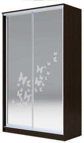Шкаф 2300х1362х420 два зеркала, "Бабочки" ХИТ 23-4-14-66-05 Венге Аруба в Челябинске - предосмотр