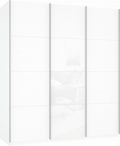 Шкаф-купе Прайм (ДСП/Белое стекло/ДСП) 1800x570x2300, белый снег в Копейске