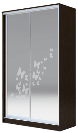 Шкаф 2-х створчатый 2400х1200х620 два зеркала, "Бабочки" ХИТ 24-12-66-05 Венге Аруба в Челябинске - изображение