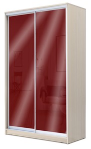 Шкаф 2-х дверный 2200х1500х420 с цветным стеклом ХИТ 22-4-15-22 Бургунд 312, Дуб млечный в Магнитогорске
