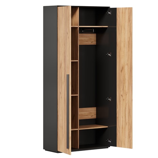 Шкаф для прихожей 2-дверный Неаполь ЛД.134050.000 (Черный/Дуб Золотой) в Миассе - изображение 1