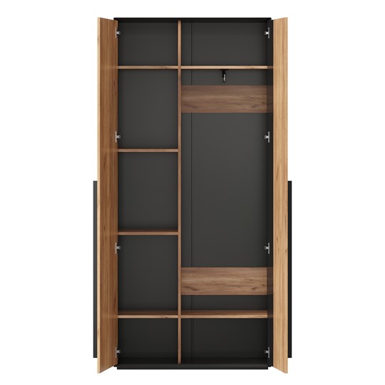 Шкаф для прихожей 2-дверный Неаполь ЛД.134050.000 (Черный/Дуб Золотой) в Челябинске - изображение 2
