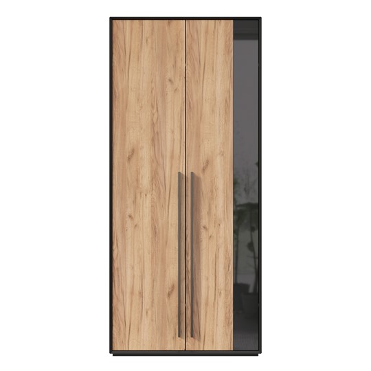 Шкаф для прихожей 2-дверный Неаполь ЛД.134050.000 (Черный/Дуб Золотой) в Челябинске - изображение 3