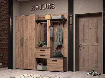 Шкаф для одежды Nature 70 МЦН, Дуб табачный Craft-Черный в Челябинске - предосмотр 5