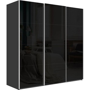 Шкаф трехстворчатый Эста, 12 черных стекол, 2700x660x2400, серый диамант в Челябинске