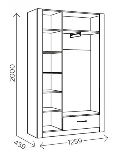 Шкаф гардеробный Ева 5 М2 дуб ирландский/белый матовый в Златоусте - изображение 2