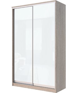 Шкаф 2-х дверный Хит-22-12-22 с цветным стеклом, белое №10, Дуб сонома в Магнитогорске