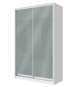 Шкаф 2-х дверный Хит-22-12-22 с цветным стеклом, средне-серый 074, Белый корпус в Магнитогорске
