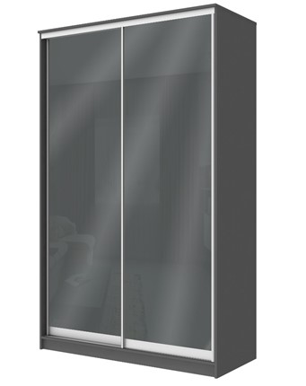 Шкаф 2-х дверный Хит-22-12/2-22 с цветным стеклом, темно-серый 073, Графит в Миассе - изображение