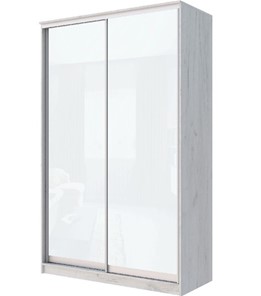 Шкаф 2-х створчатый Хит-22-14-22 с цветным стеклом, белое №10, Дуб крафт белый в Миассе