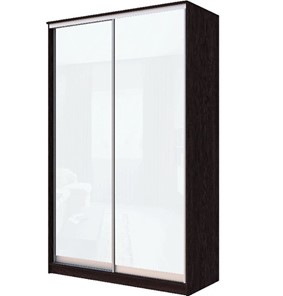 Шкаф 2-х дверный Хит-22-14-22 с цветным стеклом, белое №10, Венге в Миассе