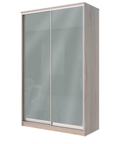Шкаф 2-х дверный Хит-22-14-22 с цветным стеклом, средне-серый 074, Дуб сонома в Челябинске - предосмотр