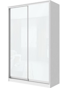 Шкаф 2-х створчатый Хит-22-17-22 с цветным стеклом, белое №10, Белый корпус в Миассе
