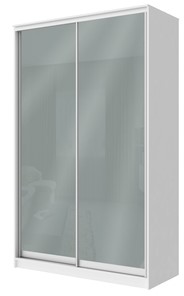 Шкаф 2-х дверный Хит-22-4-12/2-22 с цветным стеклом, средне-серый 074, Белый в Магнитогорске