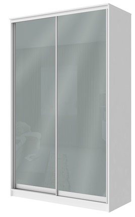 Шкаф 2-х дверный Хит-22-4-12/2-22 с цветным стеклом, средне-серый 074, Белый в Миассе - изображение