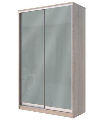 Шкаф 2-х створчатый Хит-22-4-12/2-22 с цветным стеклом, средне-серый 074, Дуб сонома в Челябинске - изображение