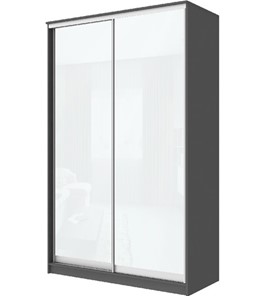 Шкаф 2-х дверный Хит-22-4-14-22 с цветным стеклом, белое №10, Графит в Миассе