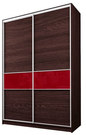 Шкаф 2-х дверный MAX МШ-23-6-16-99, Профиль Белый/Цвет Венге/Стекло с пленкой Oracal бургунди в Челябинске - изображение