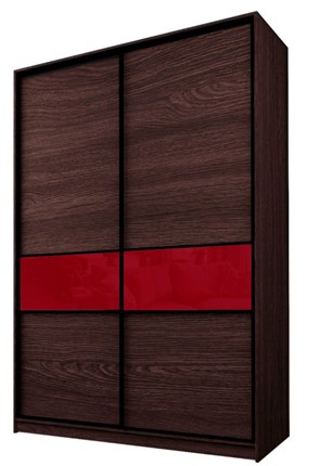 Шкаф 2-х дверный MAX МШ-23-6-16-99, Профиль Черный/Цвет Венге/Стекло с пленкой Oracal бургунди в Челябинске - изображение