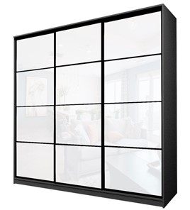 Шкаф 3-х створчатый MAX МШ-25-6-24-222, Профиль Черный/Цвет Графит/Oraclal Белый в Миассе