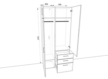 Распашной шкаф 1050х500х2325мм (10501) Белый/Дуб крафт в Копейске - предосмотр 1