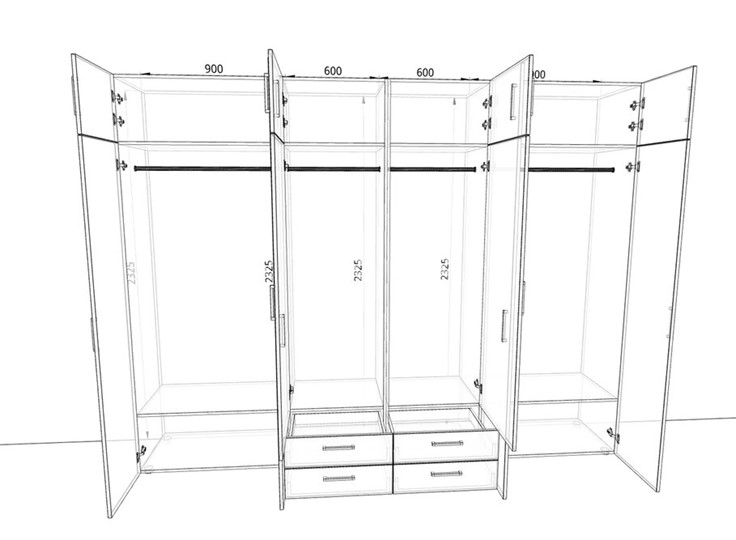 Шкаф распашной 2400х500х2325мм (24004) Белый/Жемчуг/тип 2 в Миассе - изображение 1