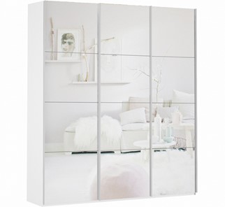 Шкаф 3-х дверный Прайм (3 зеркало) 1800x570x2300, белый снег в Магнитогорске