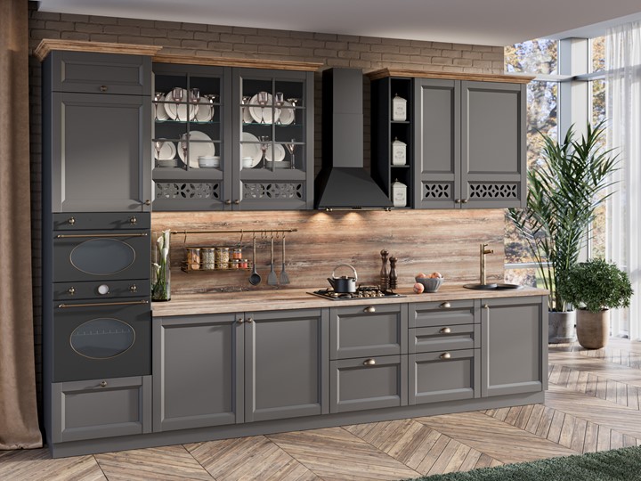 Модульная кухня Амели-3 3600, Чёрный/Оникс серый в Копейске - изображение