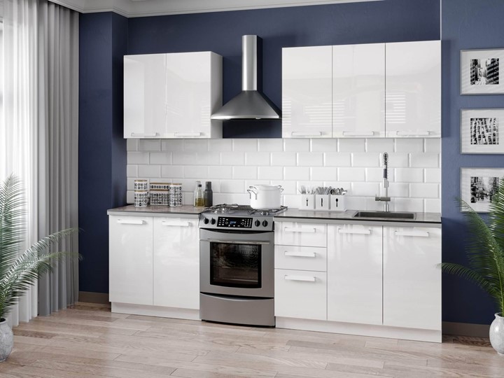Кухонный гарнитур Герда 2600 (Белый/Белый глянец) в Копейске - изображение