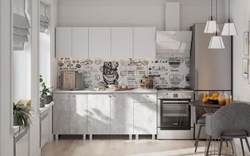 Готовый кухонный гарнитур КГ-1 1800, белый/белый/цемент светлый/антарес в Магнитогорске
