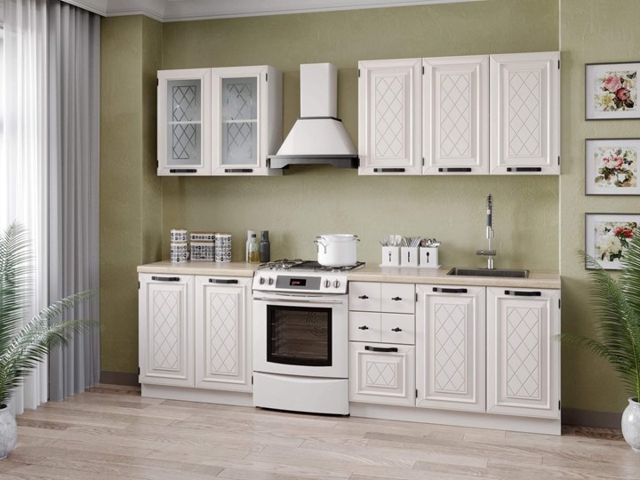 Кухонный гарнитур Марина 2600(Белый/Алебастр) в Копейске - изображение