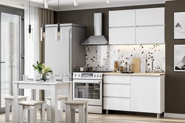 Кухонный гарнитур Токио 1200, белый текстурный/белый текстурный/тростник в Челябинске