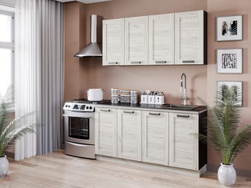 Кухонный гарнитур Винченца 2200 (Чёрный/Дуб крафт белый) в Миассе