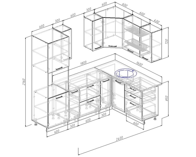 Модульная кухня Латте-2400х1600 в Миассе - изображение 1