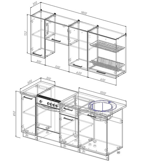 Модульный кухонный гарнитур Латте-1800 в Копейске - изображение 1