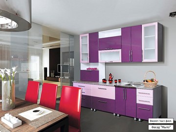 Прямой кухонный гарнитур Мыло 224 2600, цвет Фиолет/Пастель фиолет в Челябинске